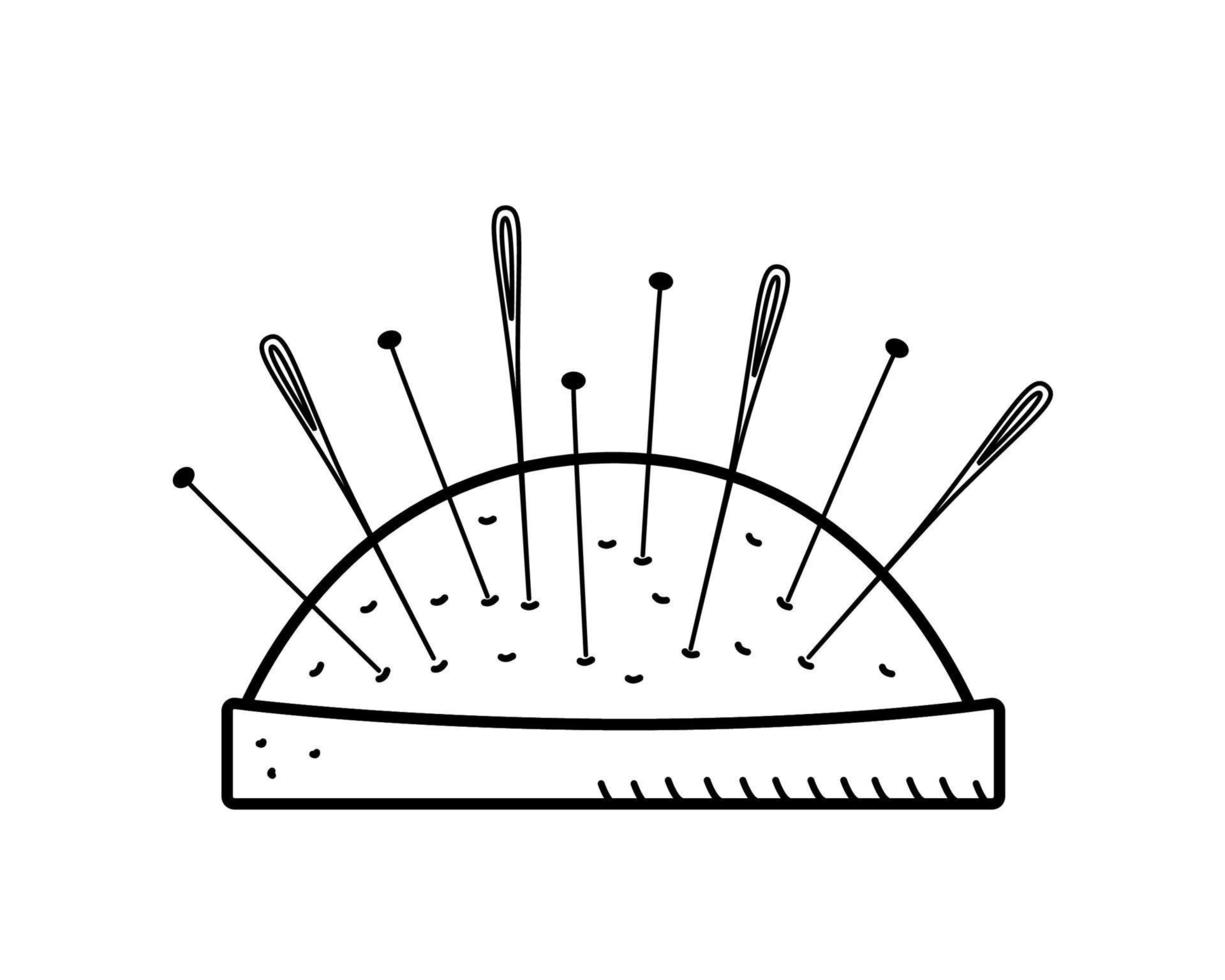 aguja, un conjunto de agujas para coser y coser, ilustración de fideos vectoriales. vector