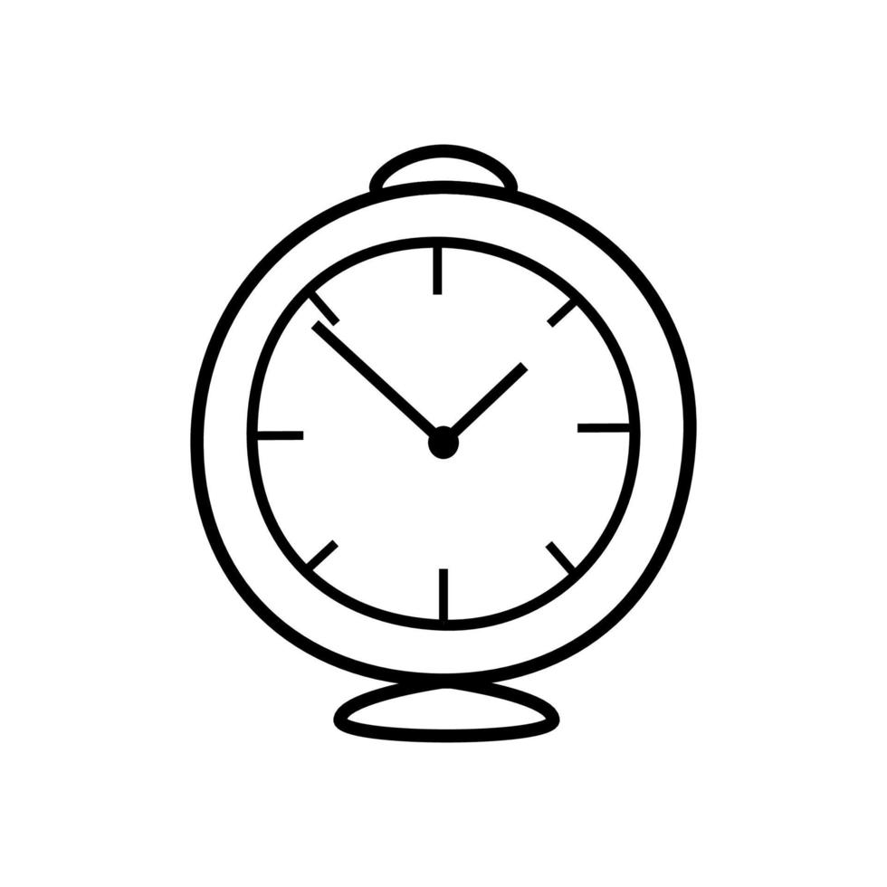 Clock alarm, mechanical watches vector doodle illustration, isolate on white.