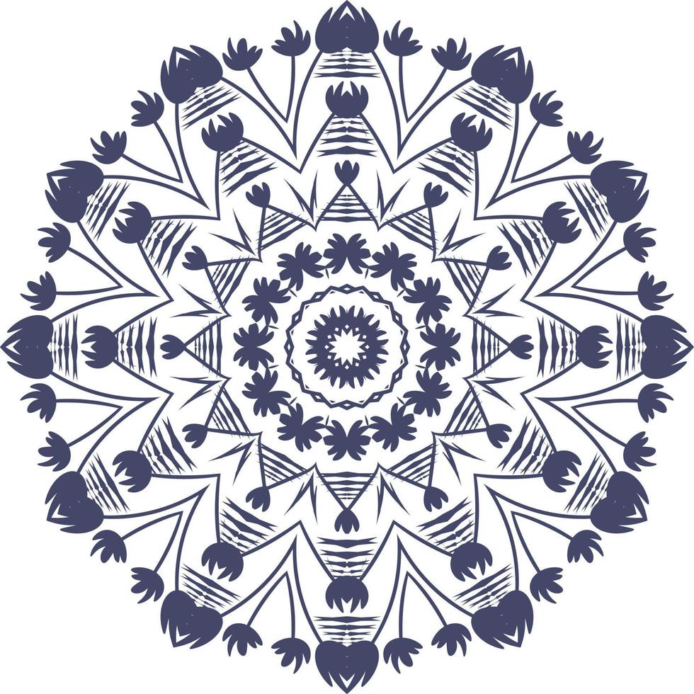mandala ornamento contorno garabato ilustración dibujada a mano. estilo de tatuaje de henna vectorial, puede usarse para textiles, libros de colores, impresión de estuches telefónicos, tarjetas de felicitación vector