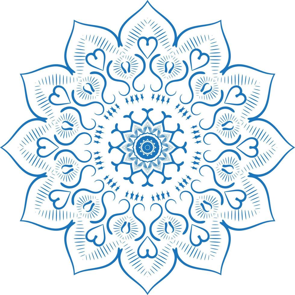 Mandala ornament outline doodle hand-drawn illustration. Vector henna tattoo style, can be used for textile, coloring books, phone case print, greeting cards