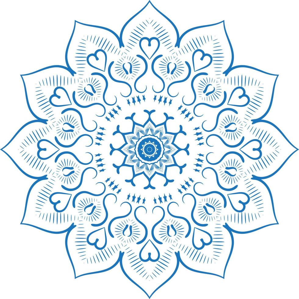 mandala ornamento contorno garabato ilustración dibujada a mano. estilo de tatuaje de henna vectorial, puede usarse para textiles, libros de colores, impresión de estuches telefónicos, tarjetas de felicitación vector