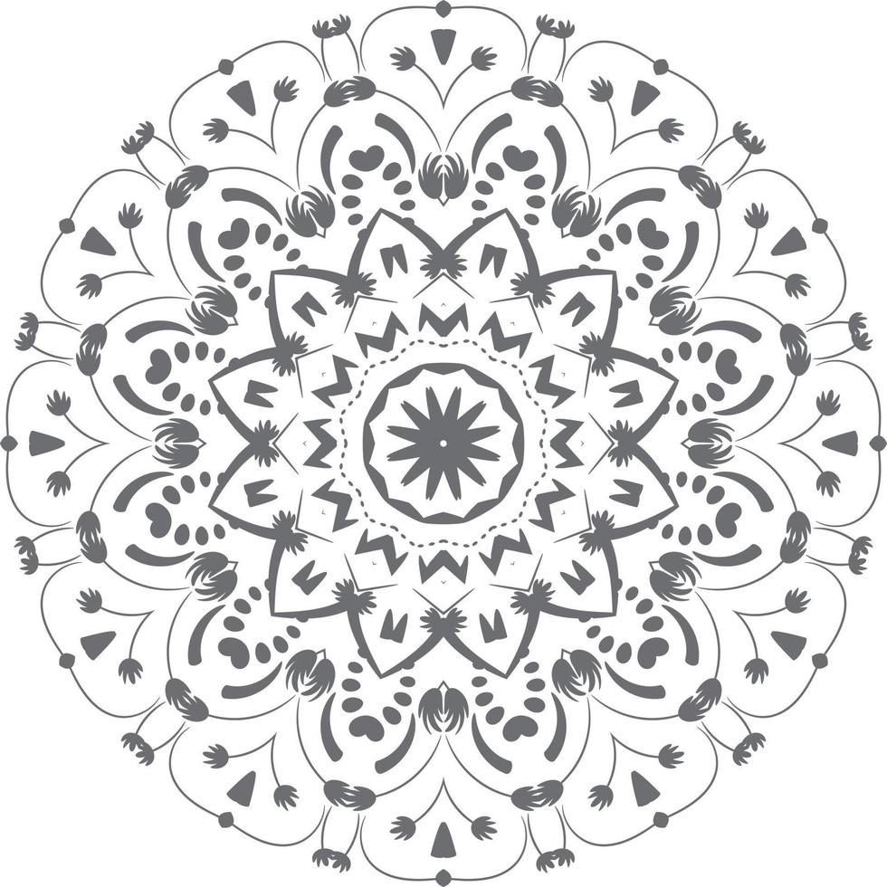 mandala ornamento contorno garabato ilustración dibujada a mano. estilo de tatuaje de henna vectorial, puede usarse para textiles, libros de colores, impresión de estuches telefónicos, tarjetas de felicitación vector