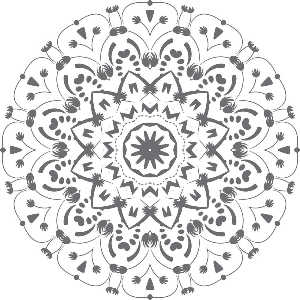 Mandala ornament outline doodle hand-drawn illustration. Vector henna tattoo style, can be used for textile, coloring books, phone case print, greeting cards
