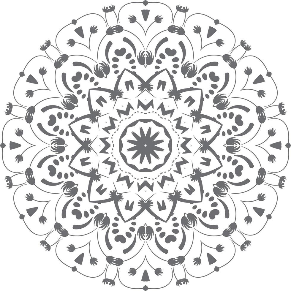 Mandala ornament outline doodle hand-drawn illustration. Vector henna tattoo style, can be used for textile, coloring books, phone case print, greeting cards