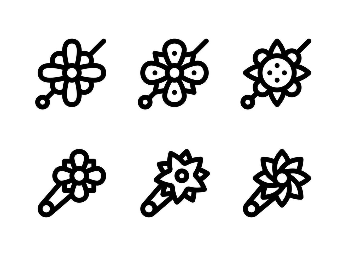 Simple Set of Flower Brooch Related Vector Line Icons.