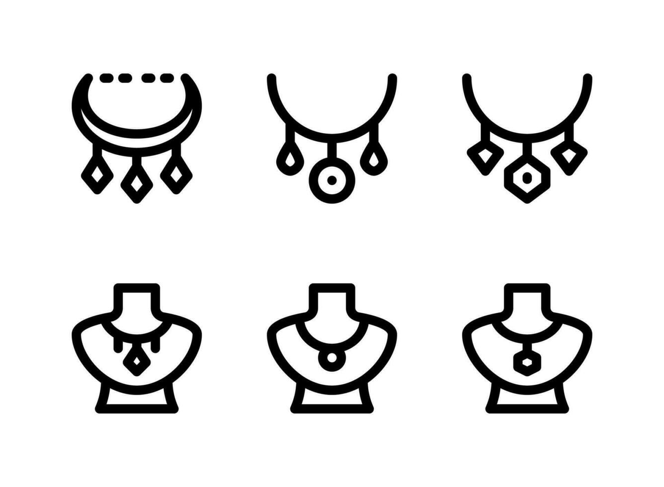 conjunto simple de iconos de línea vectorial relacionados con joyas de collar. vector