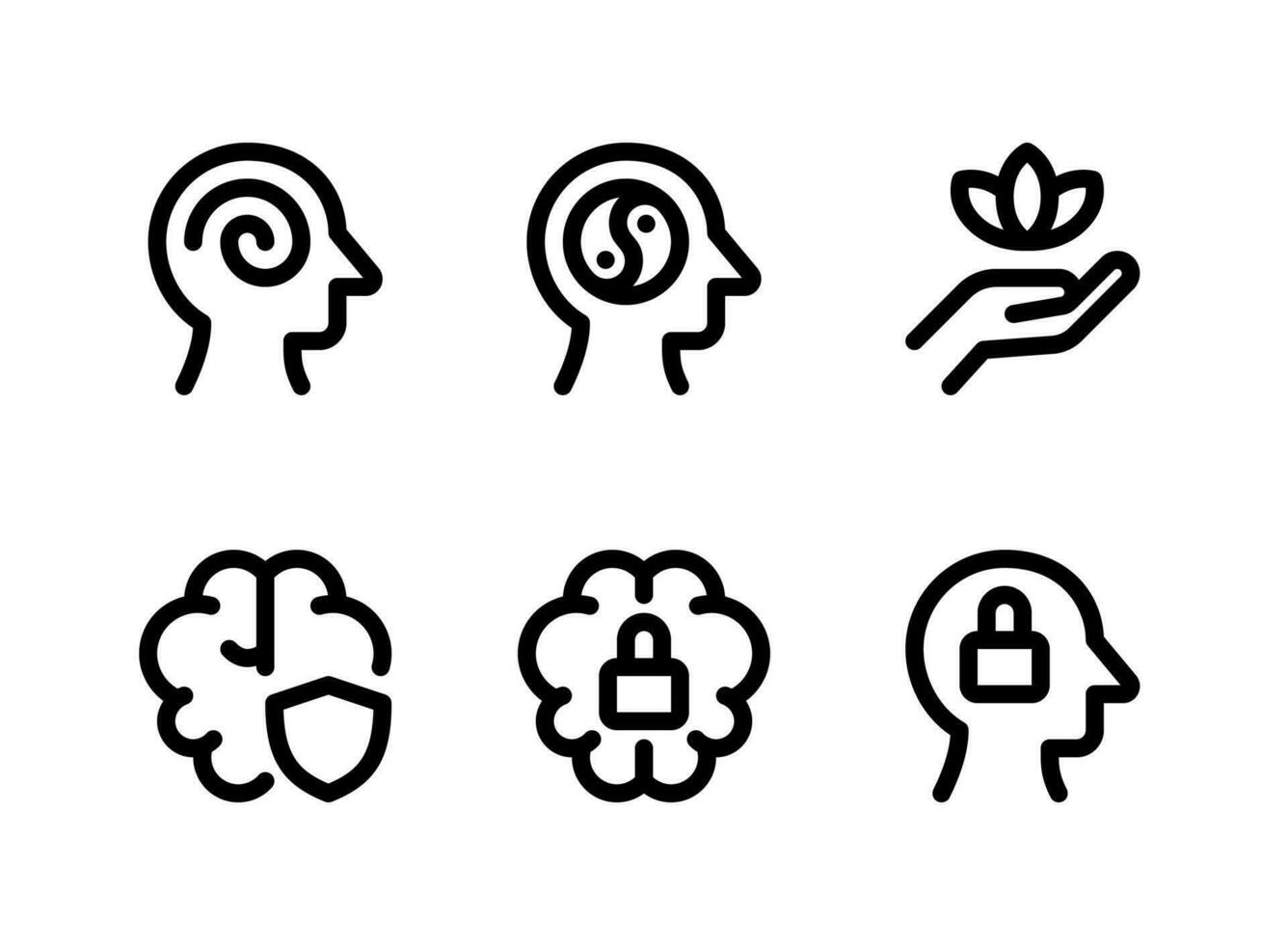 Simple Set of Mental Health Related Vector Line Icons