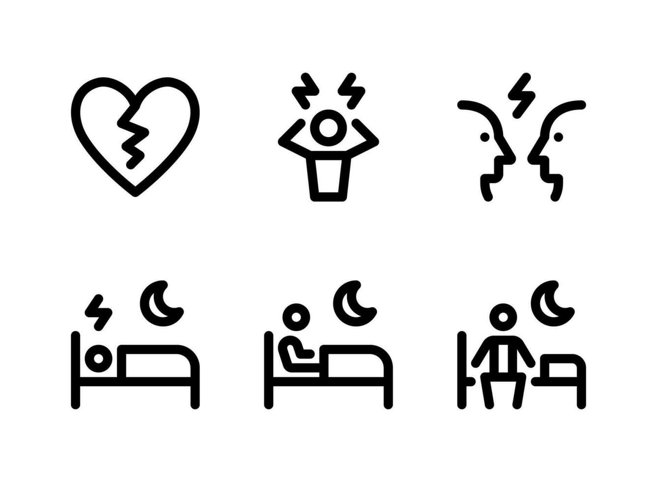 Simple Set of Mental Health Related Vector Line Icons