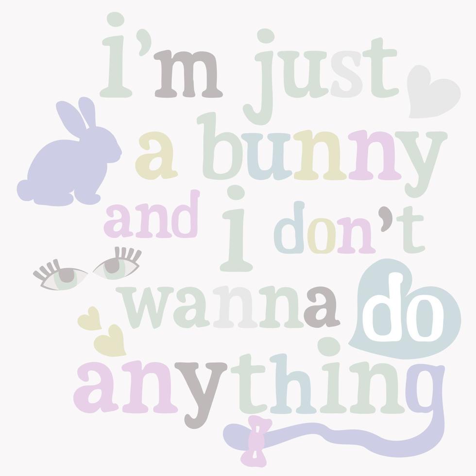 Vector pastel illustration of bunny with lettering.