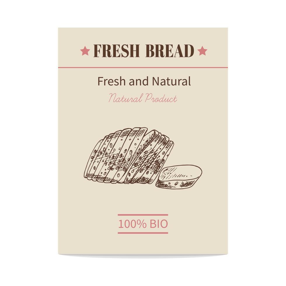 Vector hand drawn sketch sliced bread poster. Eco food.  Icons and elements for print, labels, packaging.