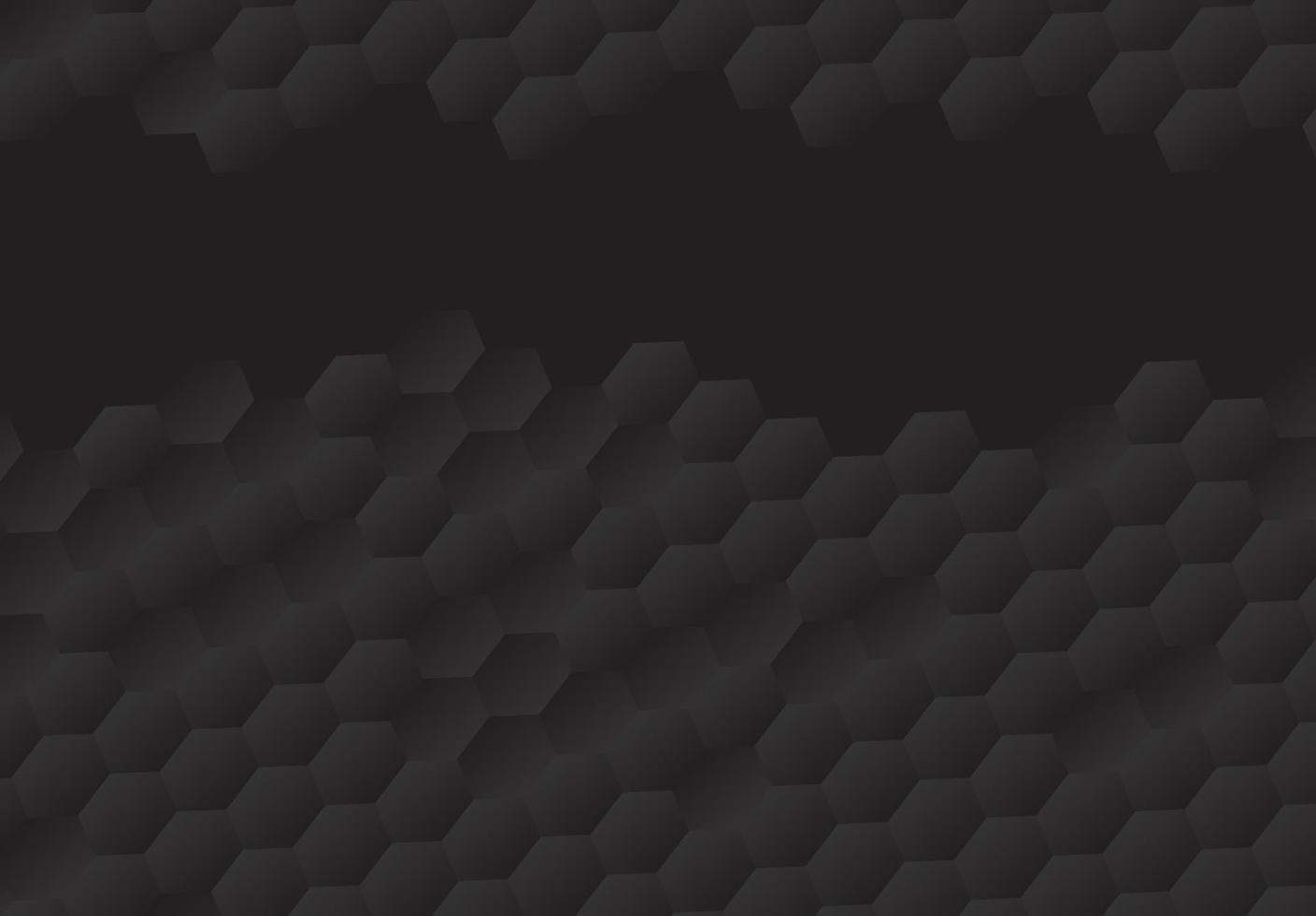 Honeycomb shape black Background have copy space, polygon pattern, light and shadow on dark background, Embossed Hexagon vector