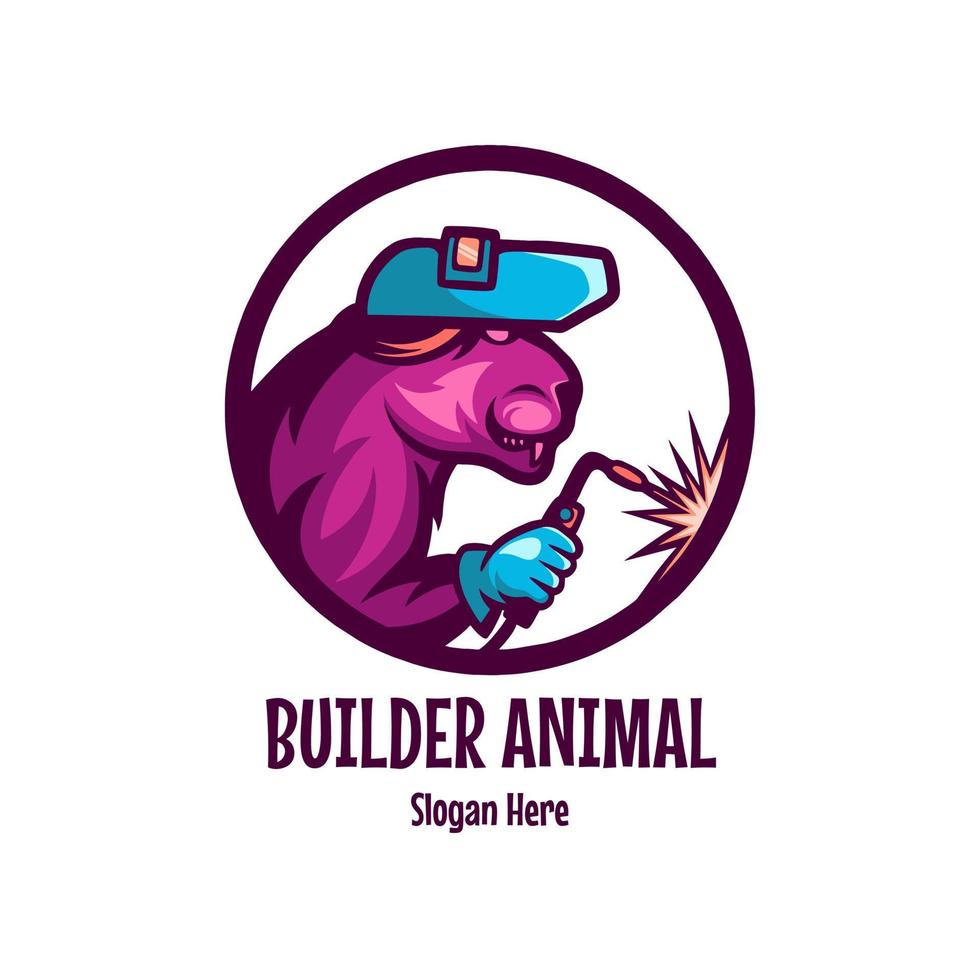 Builder Animal Character Logo vector
