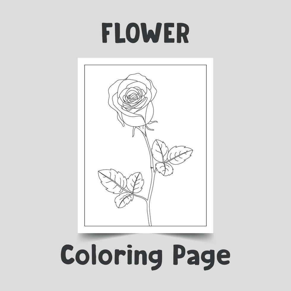 Flower coloring page, flower line art on a4 page, flower outline on white background, wonderful flower outline, hand drawn flower vector