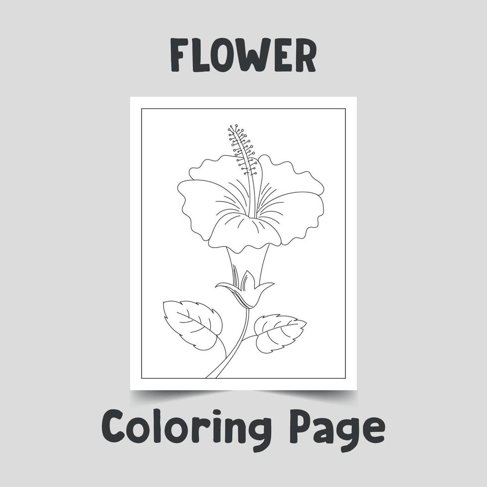 Flower coloring page, flower line art on a4 page, flower outline on white background, wonderful flower outline, hand drawn flower vector