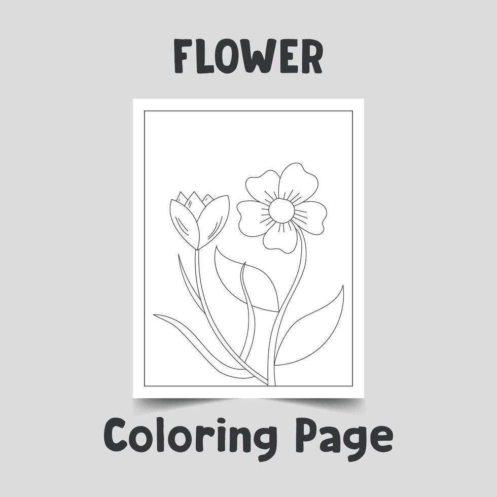 página de coloreado de flores, línea de arte de flores en una página a4, contorno de flores sobre fondo blanco, maravilloso contorno de flores, vector de flores dibujado a mano