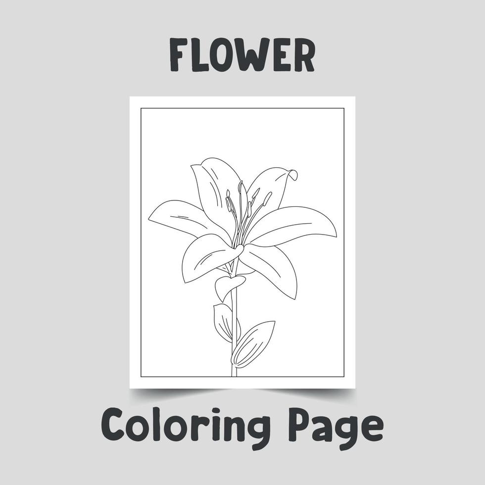 Flower coloring page, flower line art on a4 page, flower outline on white background, wonderful flower outline, hand drawn flower vector