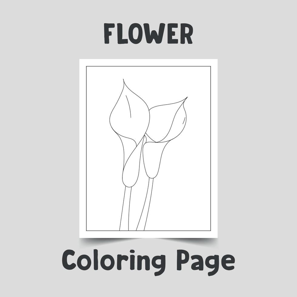 página de coloreado de flores, línea de arte de flores en una página a4, contorno de flores sobre fondo blanco, maravilloso contorno de flores, vector de flores dibujado a mano