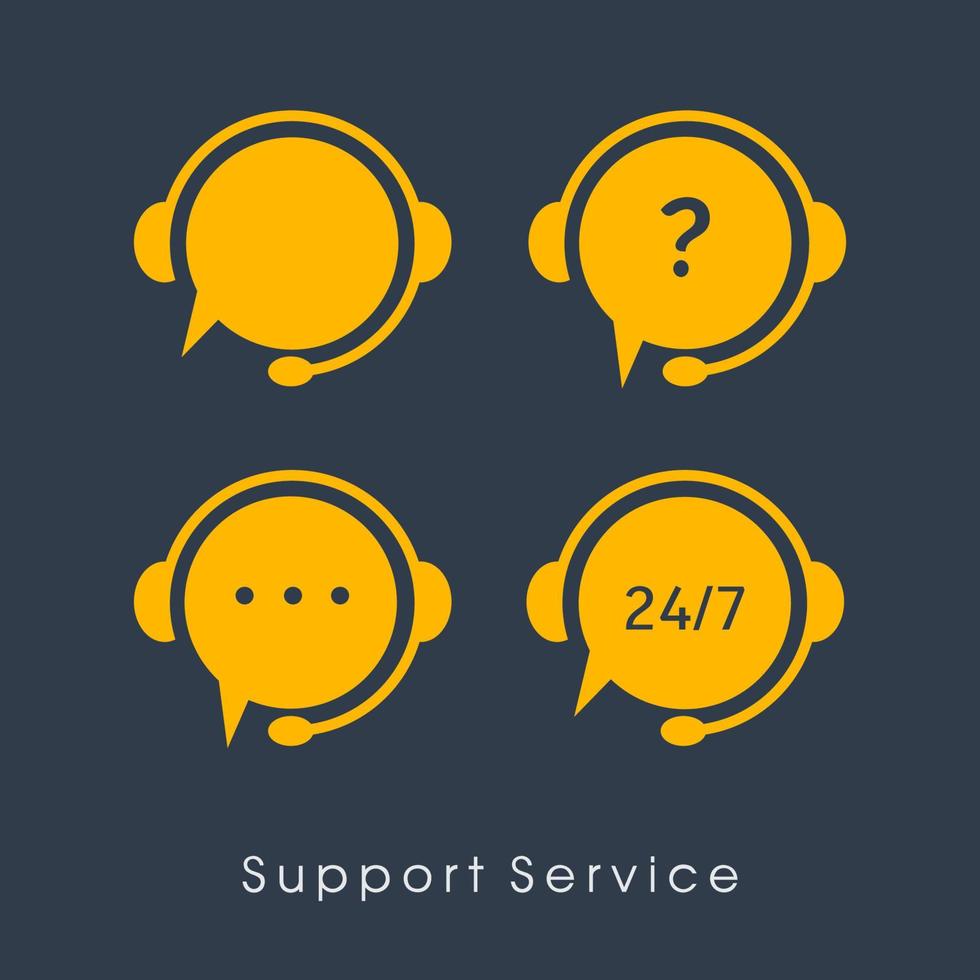 Customer Support Service. Chat vector icons. Call center symbols. Headset symbols. Hotline concept. Vector illustration