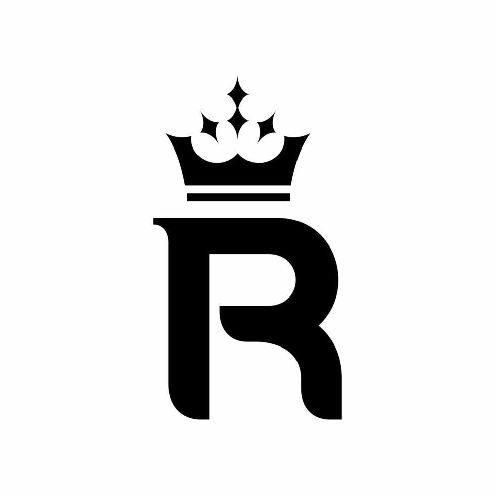 letra inicial r con logotipo de corona diseño de logotipo de identidad de marca vector