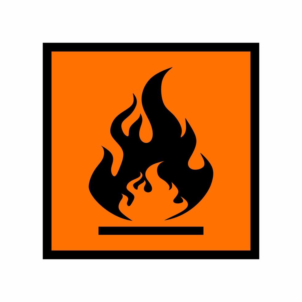 Signo de símbolo de peligro inflamable sobre fondo blanco. vector