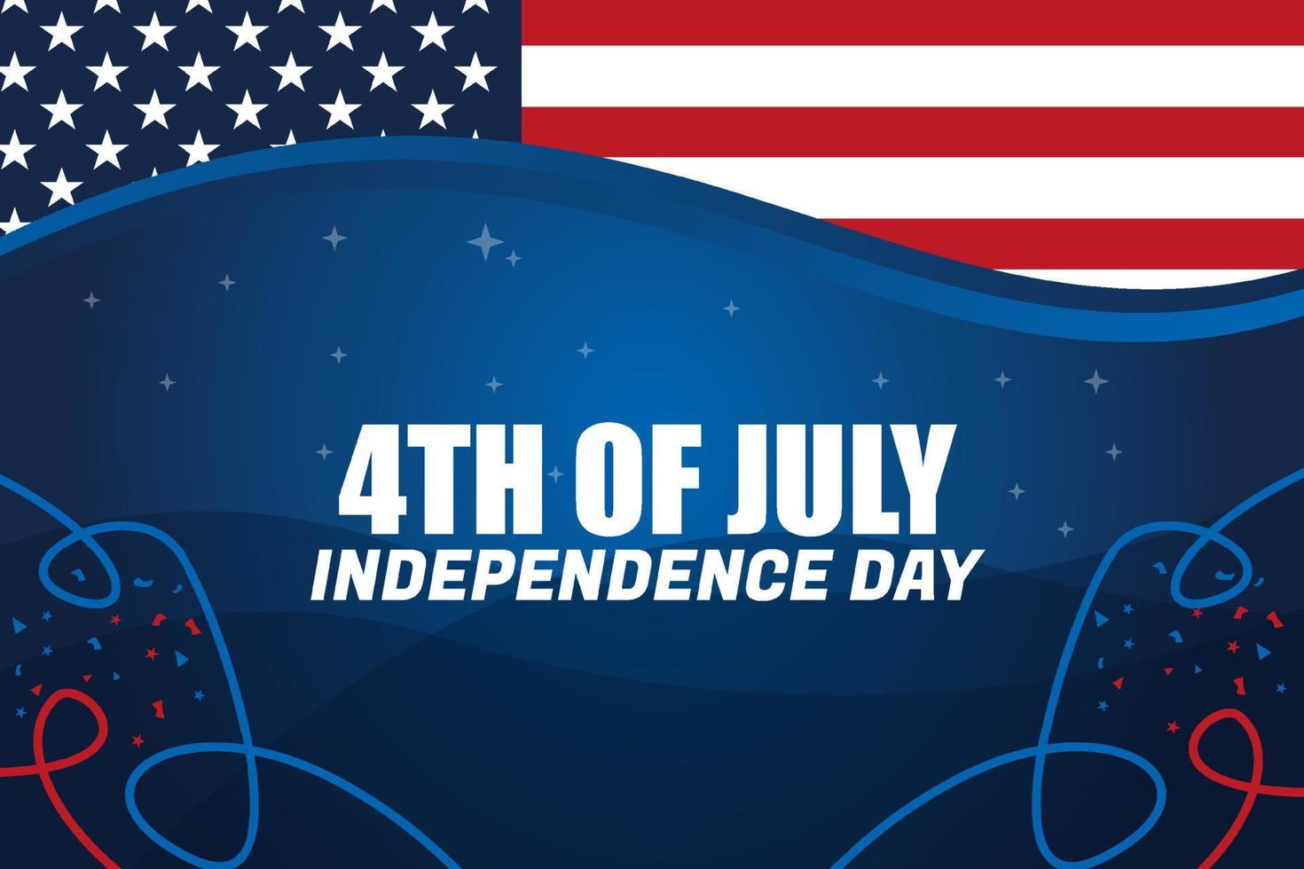 American independence day banner template vector design with flag background and creative motif