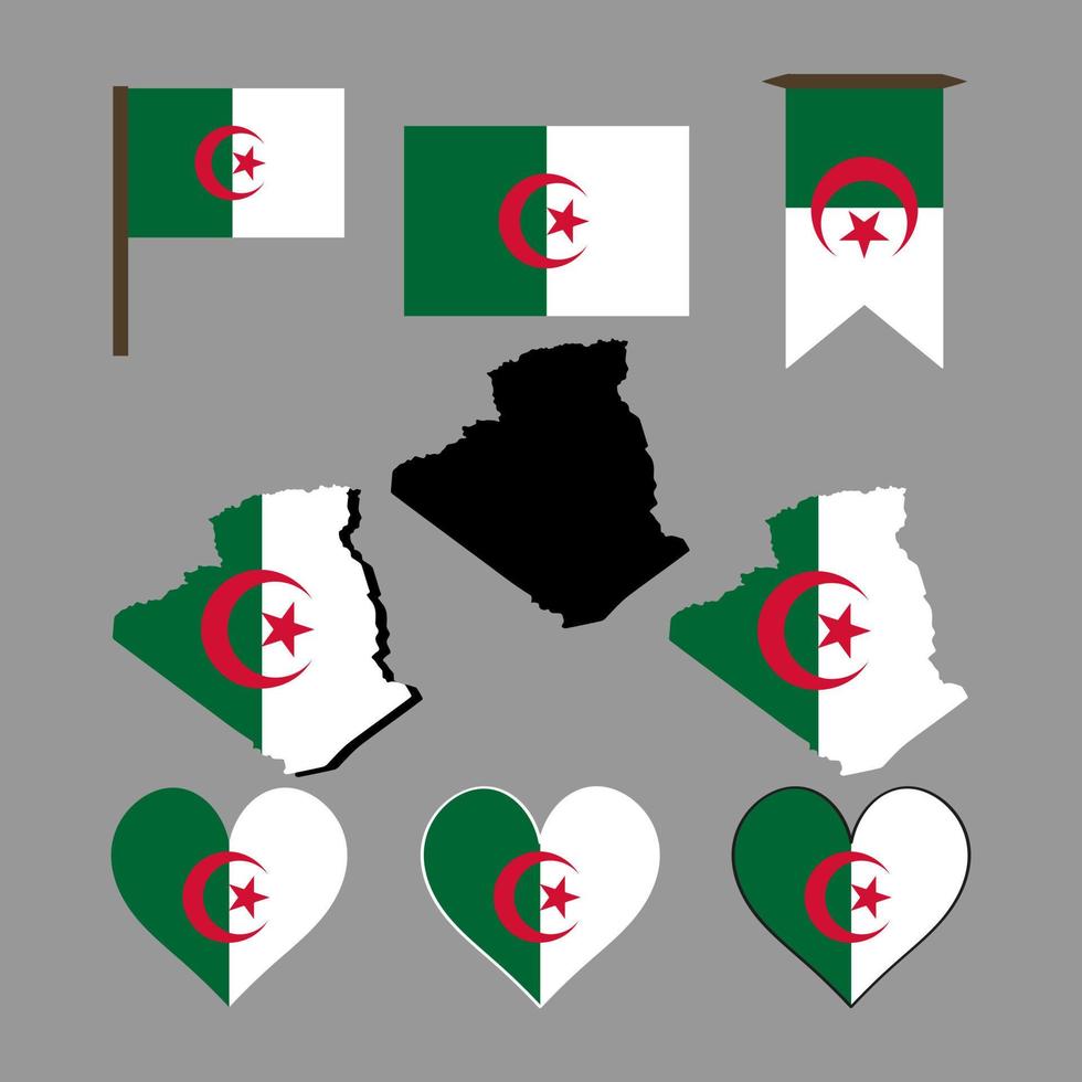 Algeria. Map and flag of Algeria. Vector illustration.
