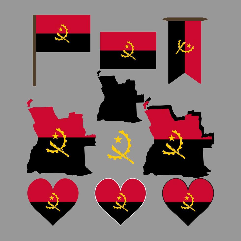 Angola. Map and flag of Angola. Vector illustration.