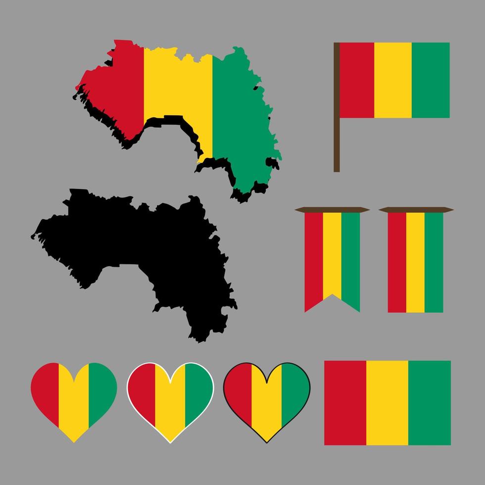 Guinea. Map and flag of Guinea. Vector illustration.