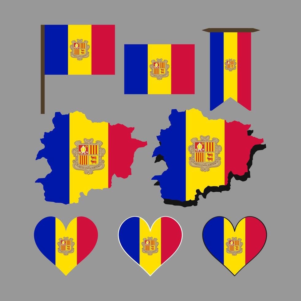Andorra. Andorra map and flag. Vector illustration.