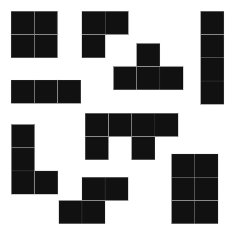 Black tetris blocks. Cubes for games. Vector illustration.