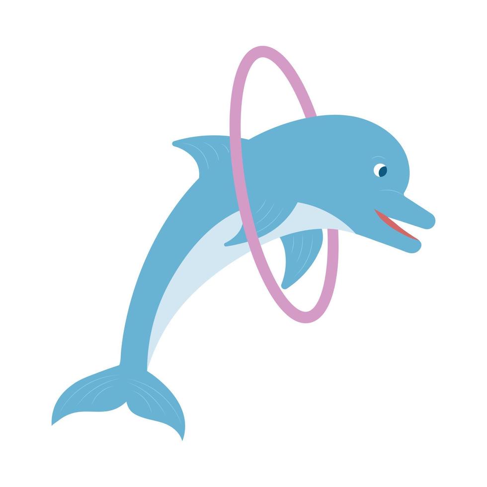 Cute cartoon dolphin. Vector illustration