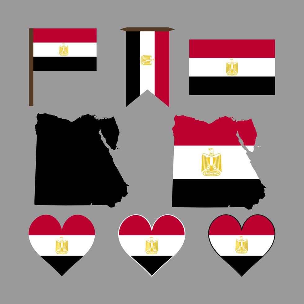 Egipto. mapa y bandera de egipto. ilustración vectorial vector