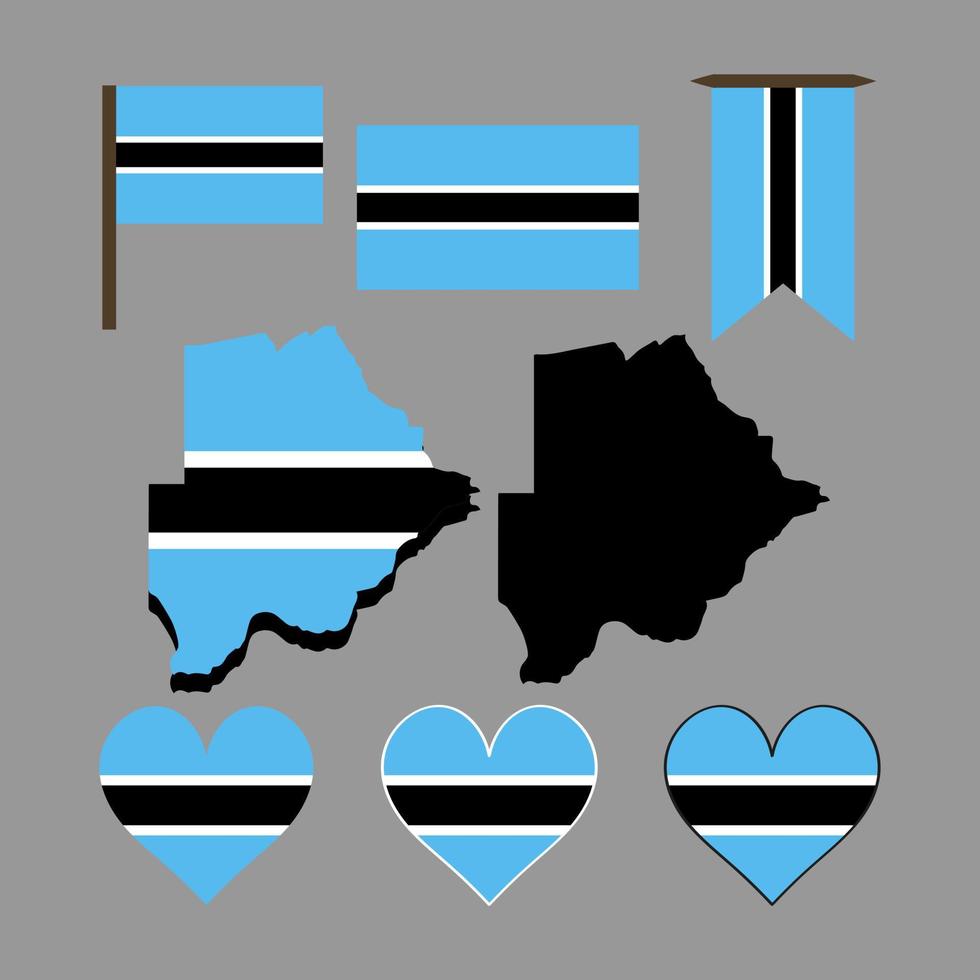 Botswana. Botswana map and flag. Vector illustration.