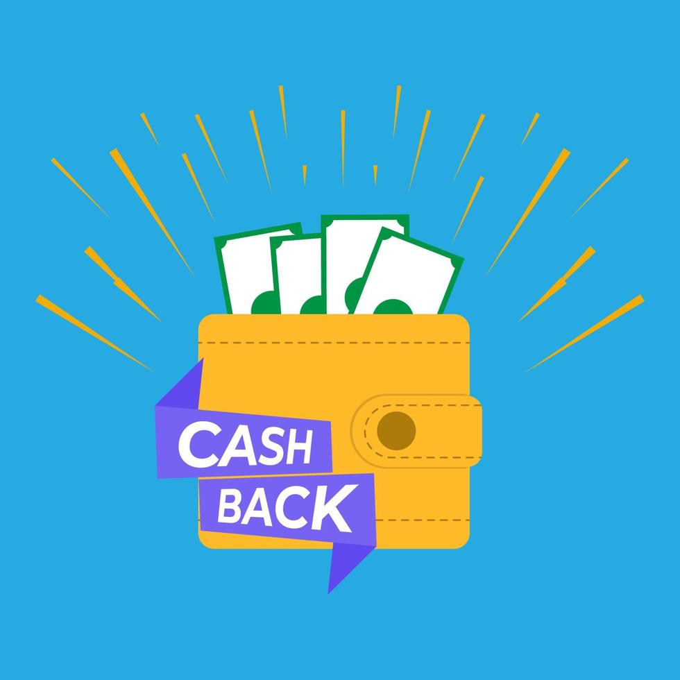 Cash back service, financial payment label. vector