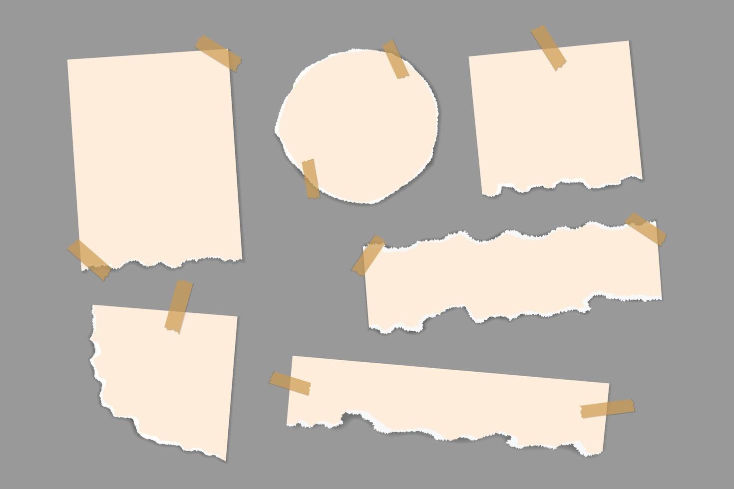 conjunto de banner de papel rasgado vectorial con cinta adhesiva. vector