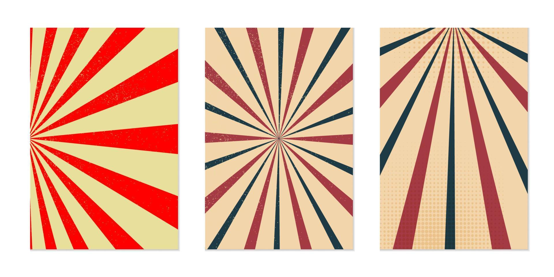 set of Retro rays vintage sunburst abstract background vector