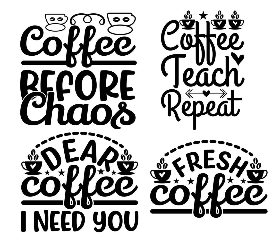 paquete de diseño de camiseta con citas de café vector