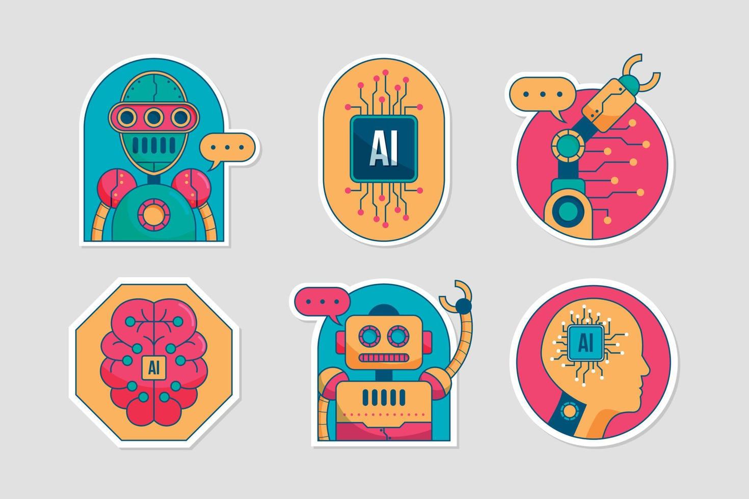 Artificial Intelegence Stickers vector