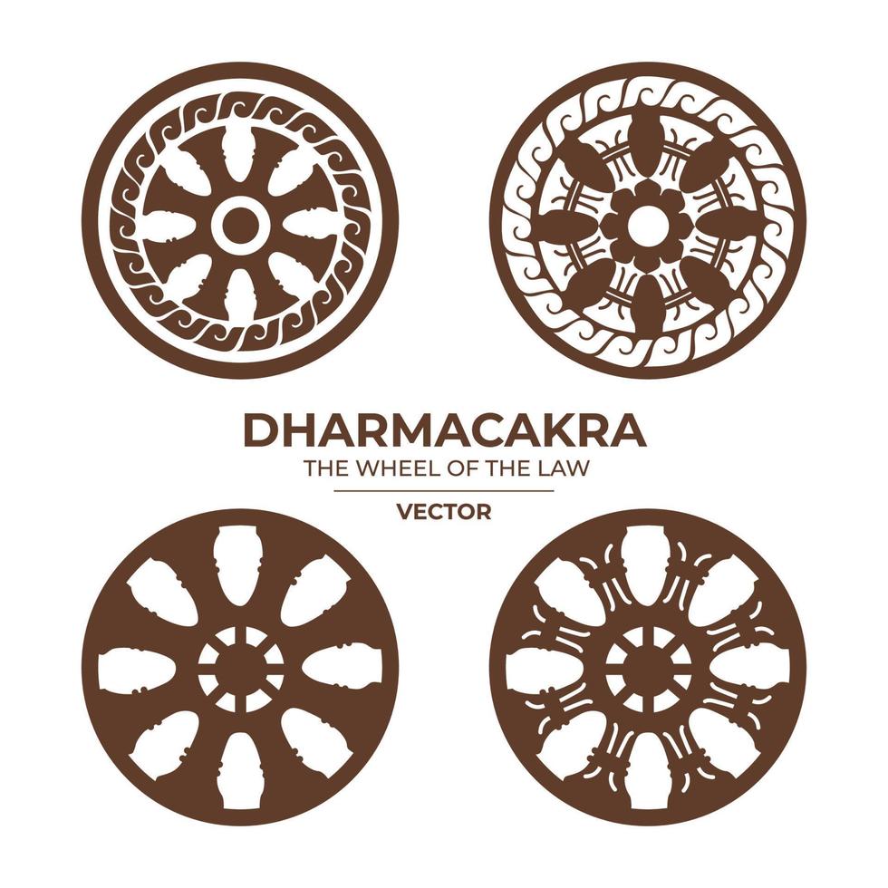 Dharmacakra or dhammachak is the wheel of the law in buddhism. Traditional style in Thailand. Must use in temples or buddha rooms. vector