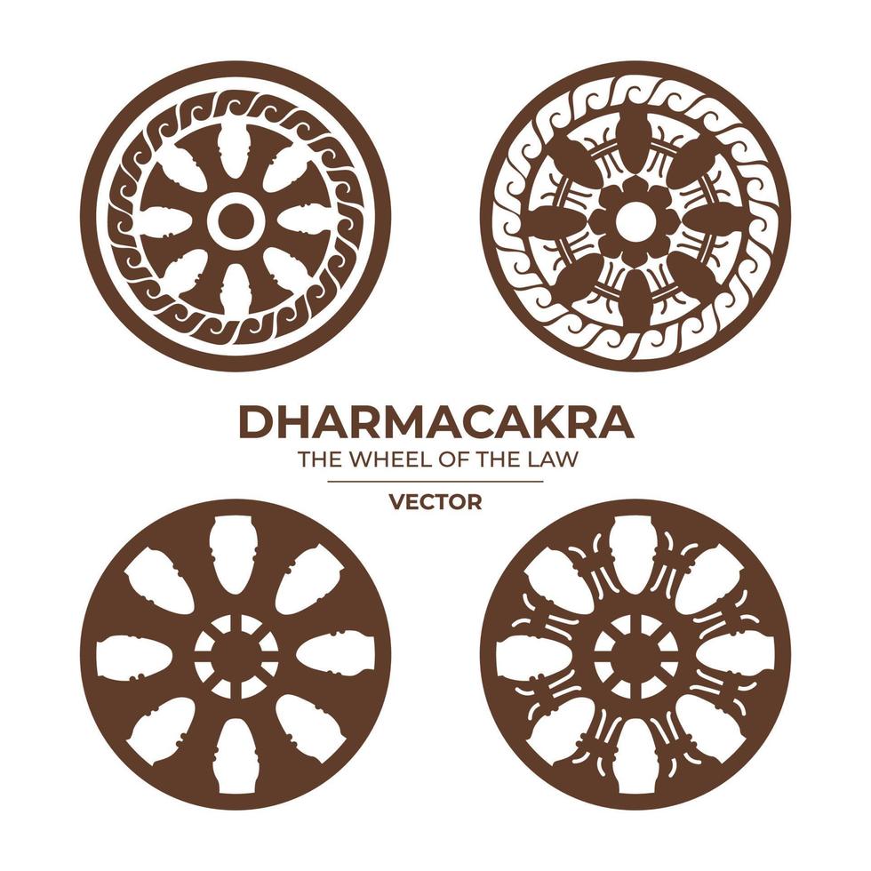 dharmacakra o dhammachak es la rueda de la ley en el budismo. estilo tradicional en tailandia. Debe usarse en templos o salas de Buda. vector