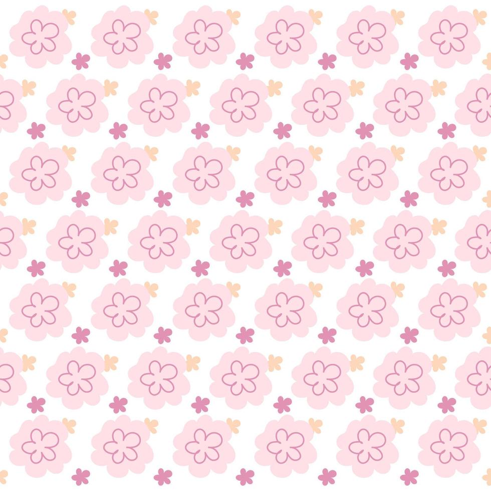Cute flower pattern. Pink flower on white background. vector