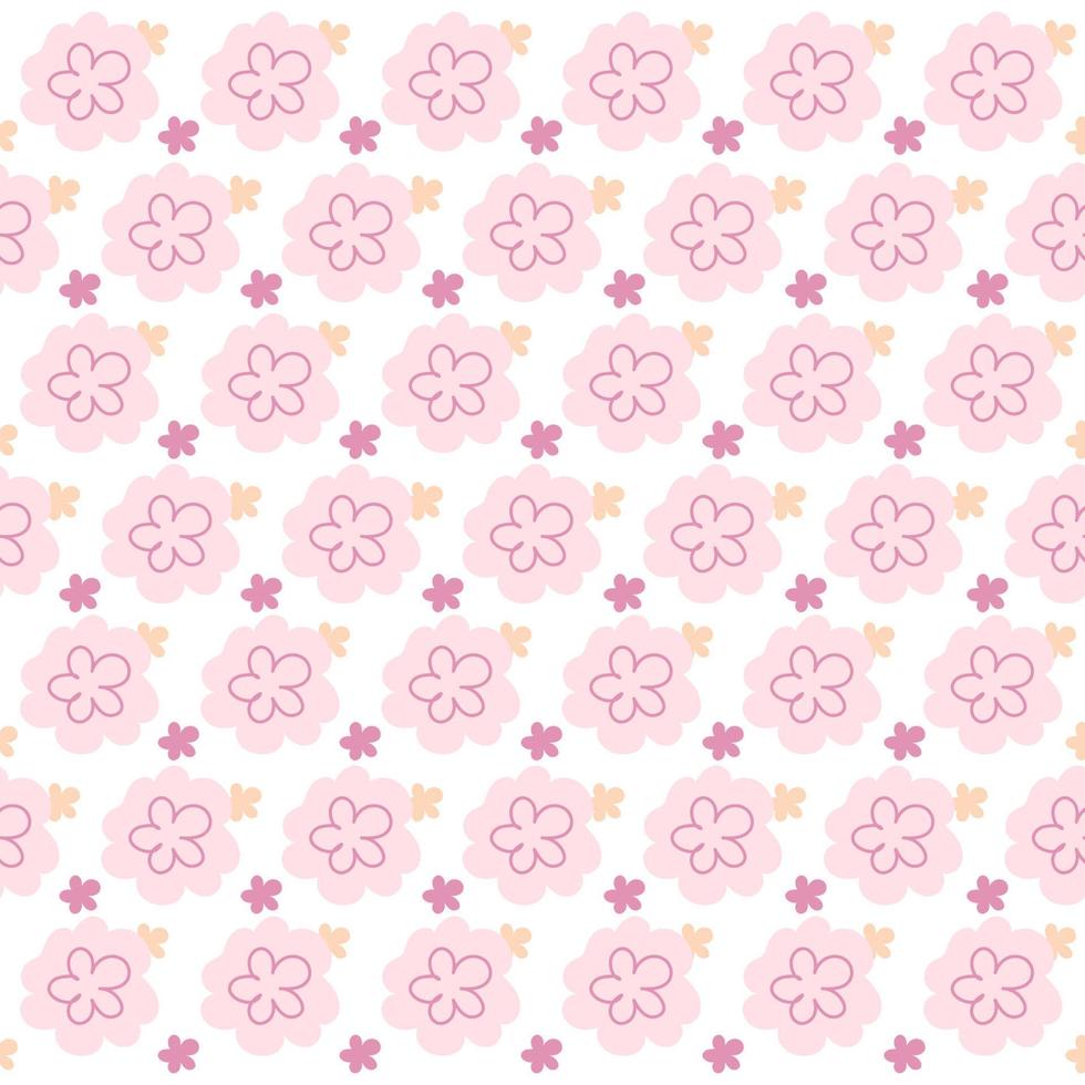 Cute flower pattern. Pink flower on white background. vector