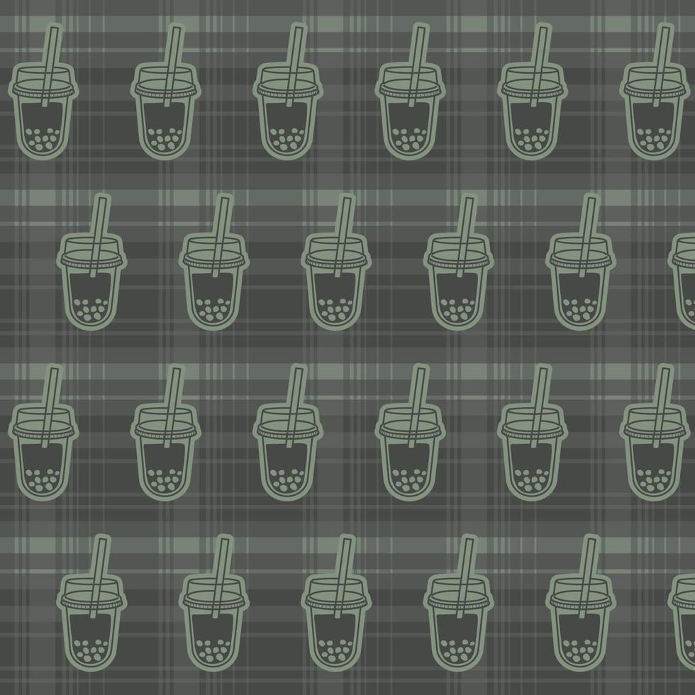 Bubble milk tea vector scottish pattern. Bubble milk tea background or wallpaper. Cute bubble milk tea.