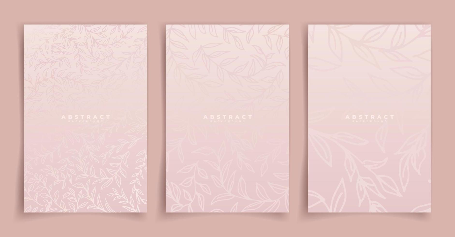 conjunto de fondo de diseño de cubierta de hoja o fondo de pantalla. fondo abstracto. gradiente de hoja rosa sobre fondo rosa. elegante patrón vectorial para invitación de lujo, menú, afiche botánico, invitación de boda vector