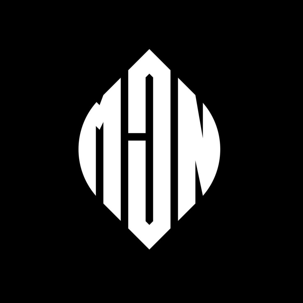 MJN circle letter logo design with circle and ellipse shape. MJN ellipse letters with typographic style. The three initials form a circle logo. MJN Circle Emblem Abstract Monogram Letter Mark Vector. vector