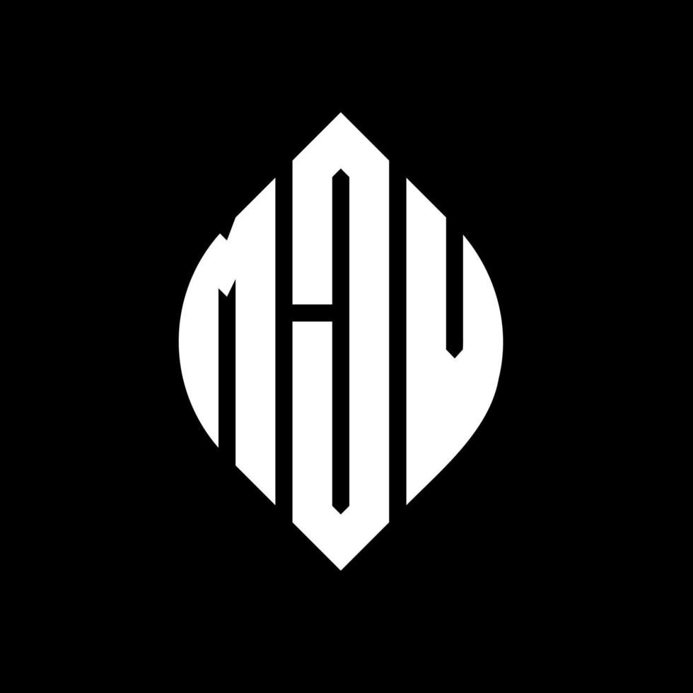 MJV circle letter logo design with circle and ellipse shape. MJV ellipse letters with typographic style. The three initials form a circle logo. MJV Circle Emblem Abstract Monogram Letter Mark Vector. vector