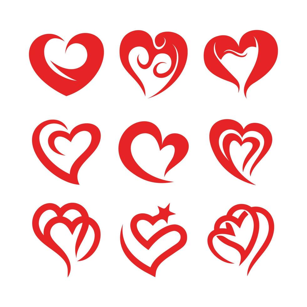 Set of love heart symbol icon vector. Design elements for Valentine's day. vector