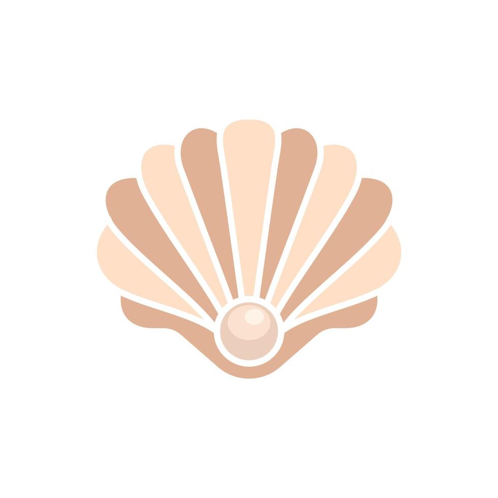 Simple Beauty Pearl Seashell Shell Oyster Cockle Oyster Scallop logo design template vector