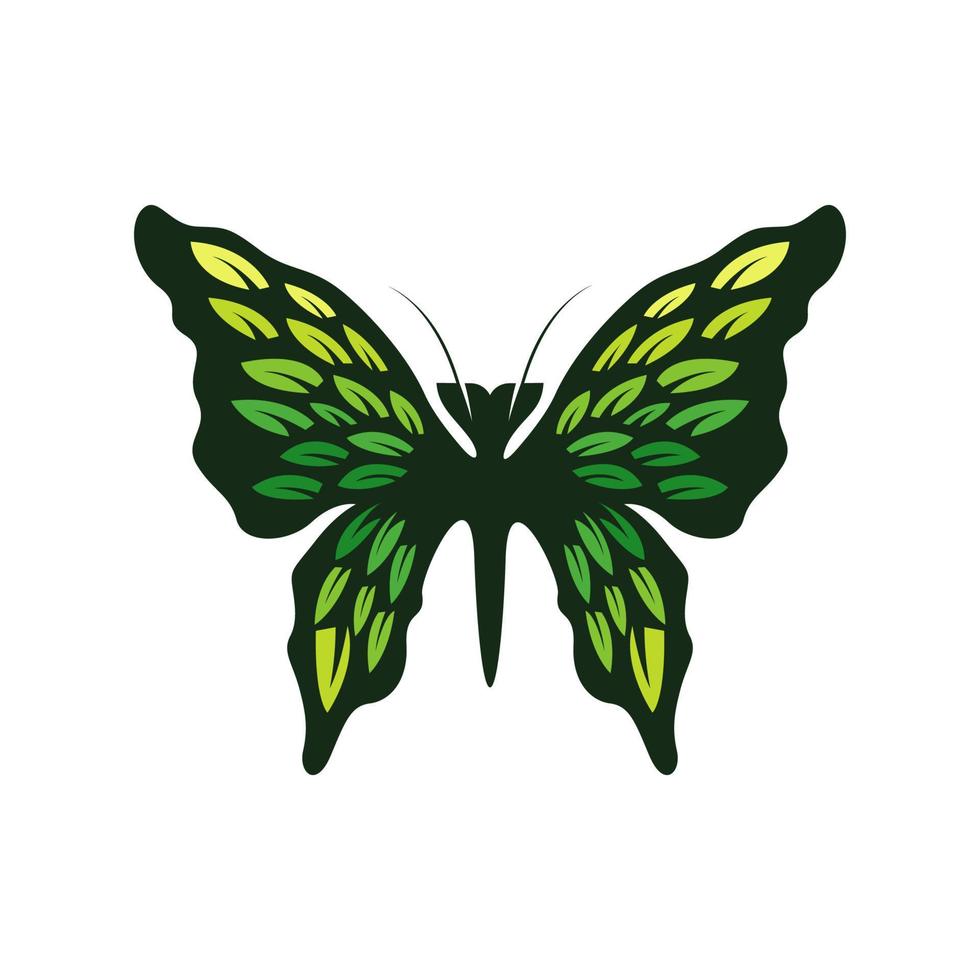 logotipo de mariposa. elemento de plantilla de vector de logotipo de mariposa y hojas