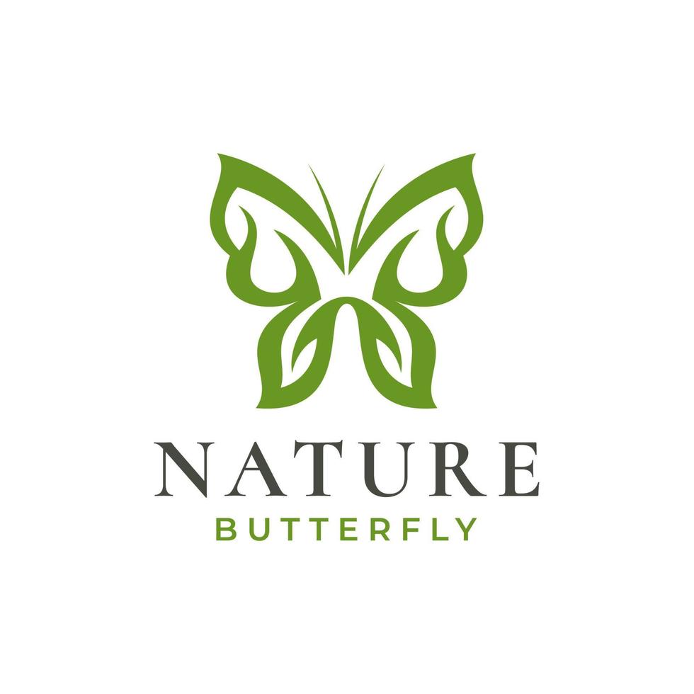 Butterfly logo. Element of butterfly and leaves logo vector template